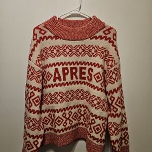 a new day Red and White Patterned Turtleneck Sweater